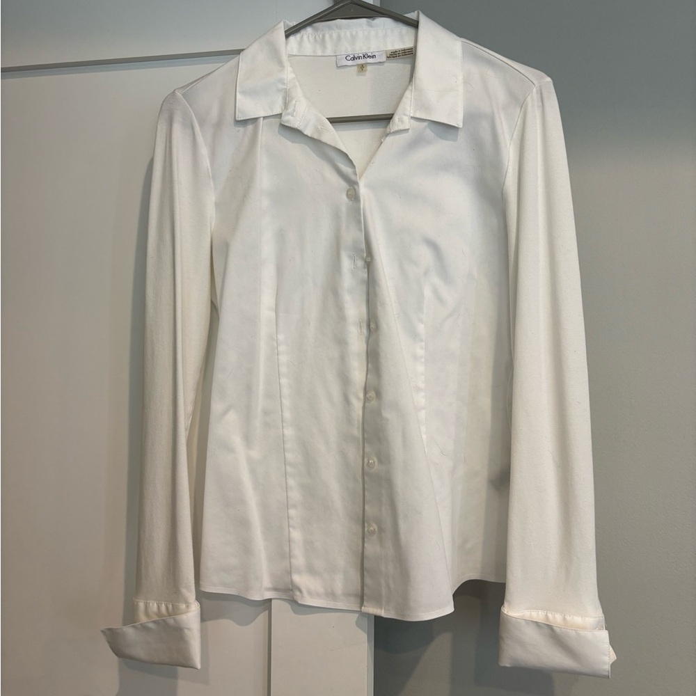 Calvin Klein Women's White Button-Up Top
